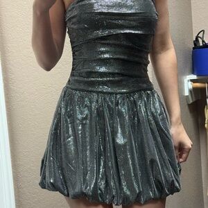 Mango Metallic Silver Dress